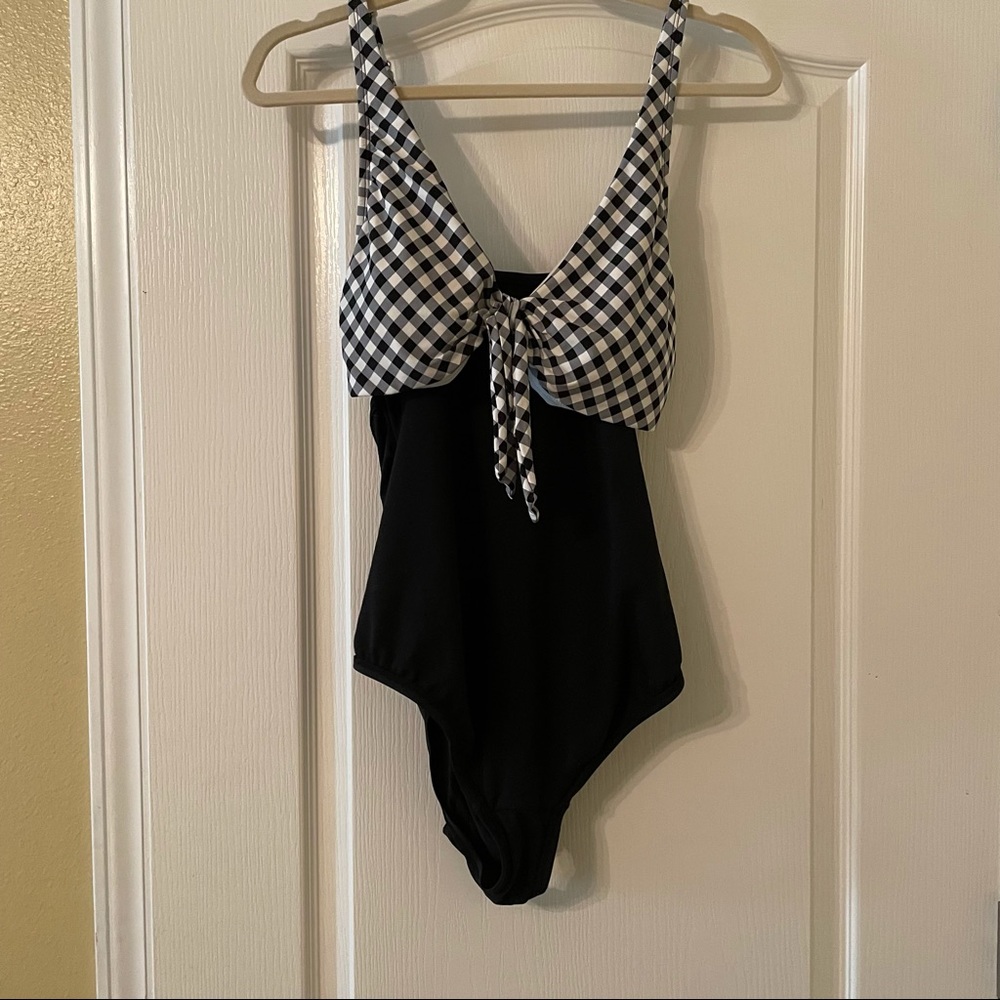 Maternity Gingham Tie Front Swimsuit